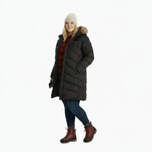 Marmot Montreaux Down Coat Womens Extra Large XL Black Fur Hood Insulated 700